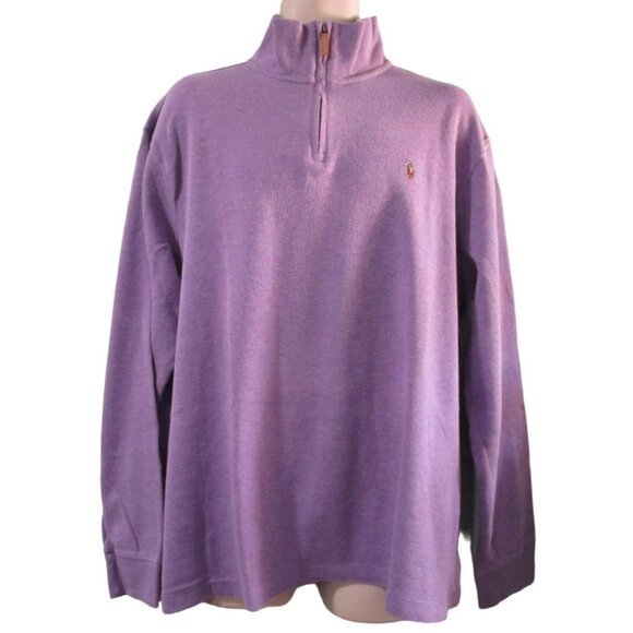 Polo Ralph Lauren Estate Rib Quarter Zip Light Purple Cotton Men's XXL EUC - Picture 5 of 16